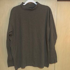 Men's Brown Ribbed Mock Neck Long Sleeve Shirt